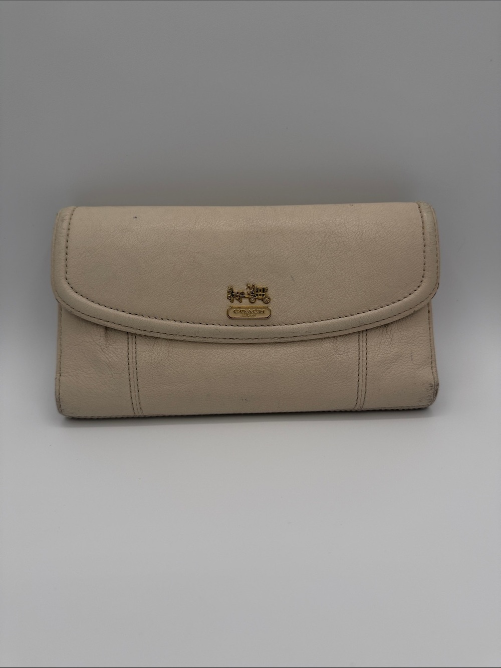 Coach Beige Leather Long Wallet Horse and Carriage